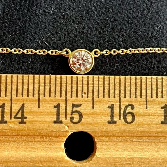 TIFFANY & CO / ELSA PERETTI 18K GOLD DIAMOND BY THE YARD PENDANT NECKLACE .24CT - Picture 12 of 12